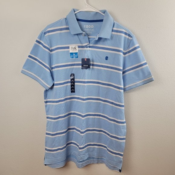 IZOD Men's Advantage Performance Natural Stretch Stripe Polo Shirts M NWT - Picture 1 of 4